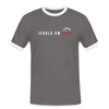 Jeduld am Ende - Männer Ringer T-Shirt - Dunkelgrau/Weiß