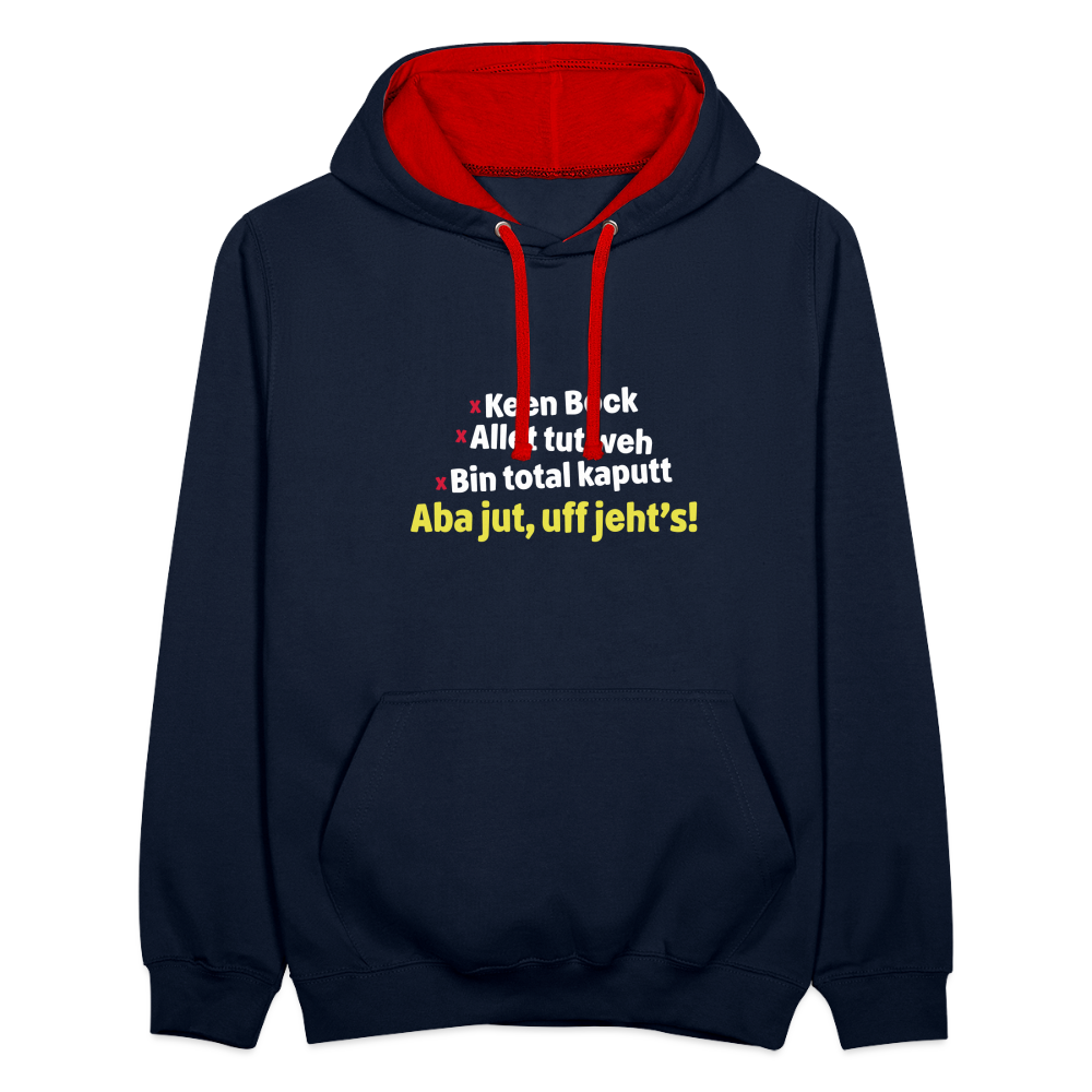 aba jut, uff jeht's! - Kontrast Hoodie - Navy/Rot