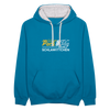 Pack' den Tag beim Schlawittchen - Kontrast Hoodie - Pfauenblau/Grau meliert