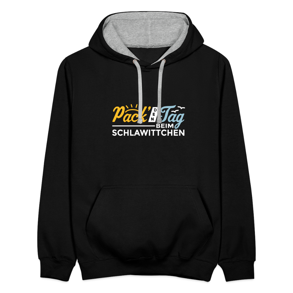 Pack' den Tag beim Schlawittchen - Kontrast Hoodie - Schwarz/Grau meliert