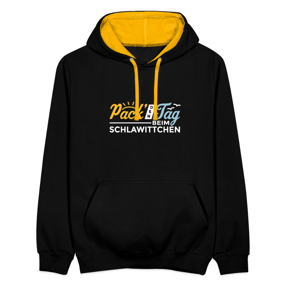 Pack' den Tag beim Schlawittchen - Kontrast Hoodie - Schwarz/Gold