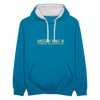 Misstrau' Kamel'n! (trinken wöchentlich) - Kontrast Hoodie - Pfauenblau/Grau meliert