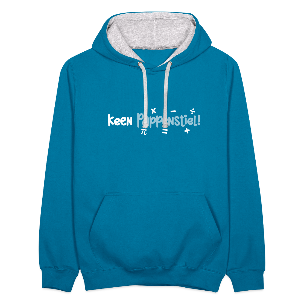 keen Pappenstiel! - Kontrast Hoodie - Pfauenblau/Grau meliert