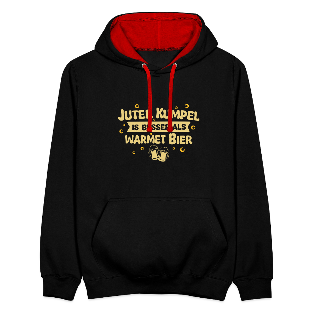 Juter Kumpel ist besser als warmet Bier - Kontrast Hoodie - Schwarz/Rot
