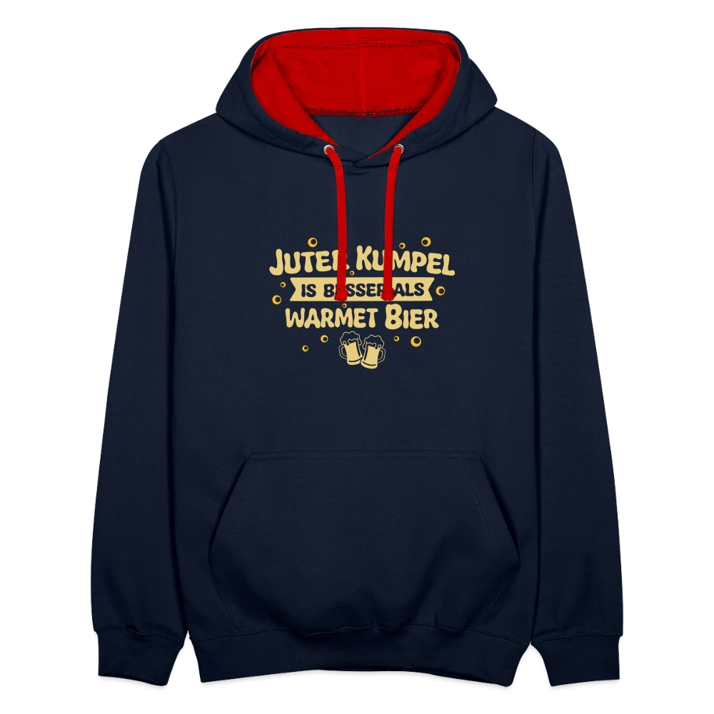 Juter Kumpel ist besser als warmet Bier - Kontrast Hoodie - Navy/Rot