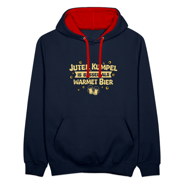 Juter Kumpel ist besser als warmet Bier - Kontrast Hoodie - Navy/Rot