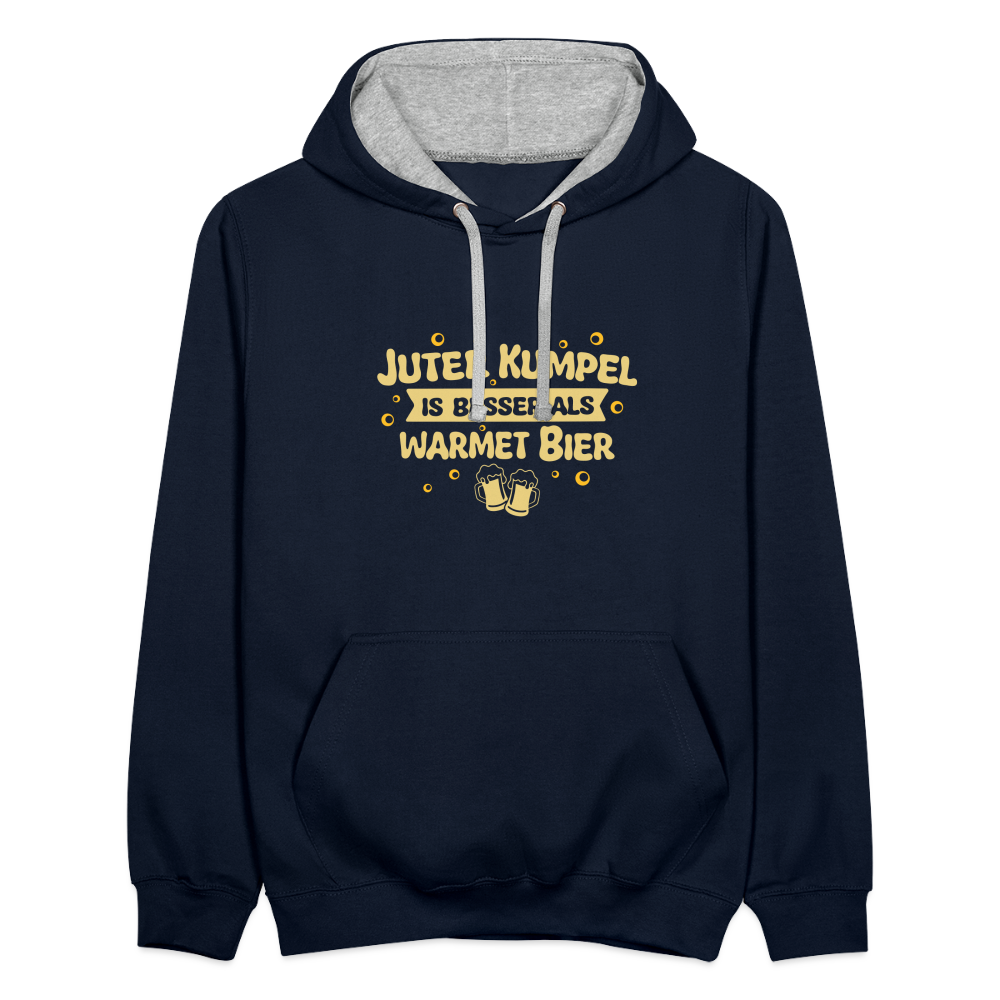 Juter Kumpel ist besser als warmet Bier - Kontrast Hoodie - Navy/Grau meliert