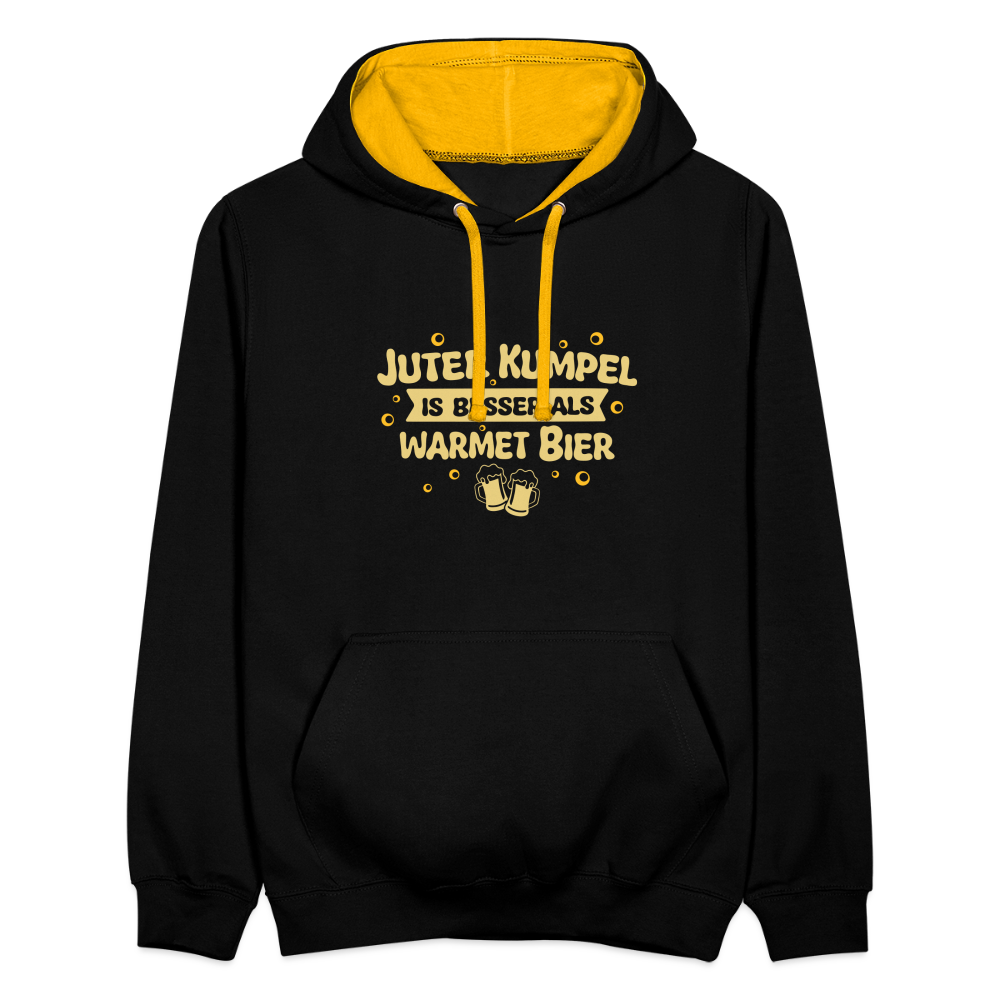 Juter Kumpel ist besser als warmet Bier - Kontrast Hoodie - Schwarz/Gold
