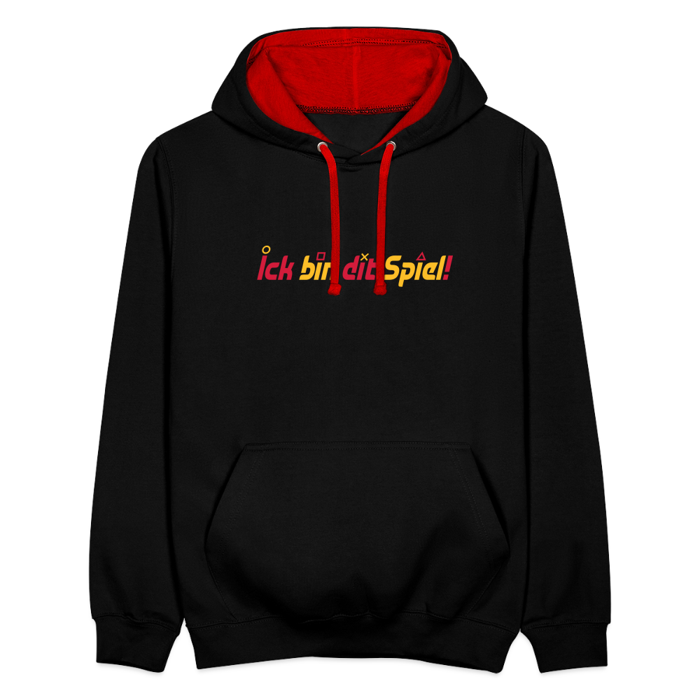 Ick bin dit Spiel! - Kontrast Hoodie - Schwarz/Rot