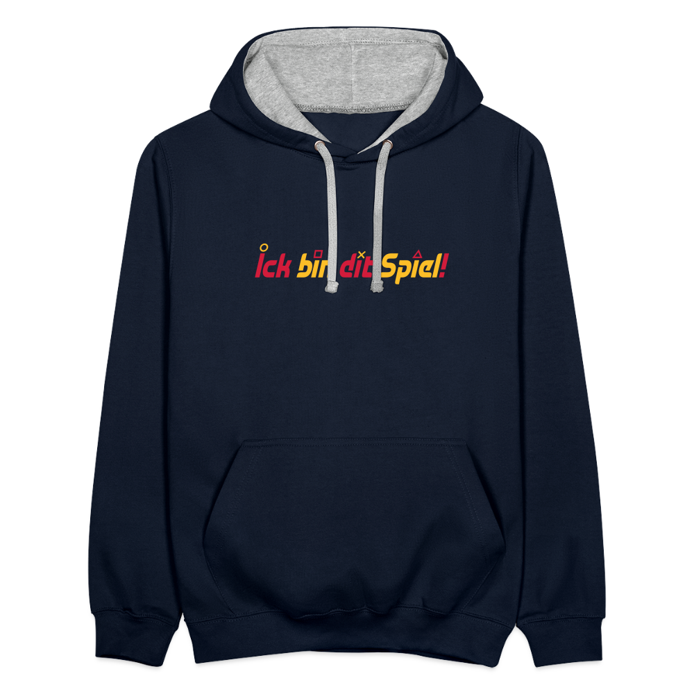 Ick bin dit Spiel! - Kontrast Hoodie - Navy/Grau meliert