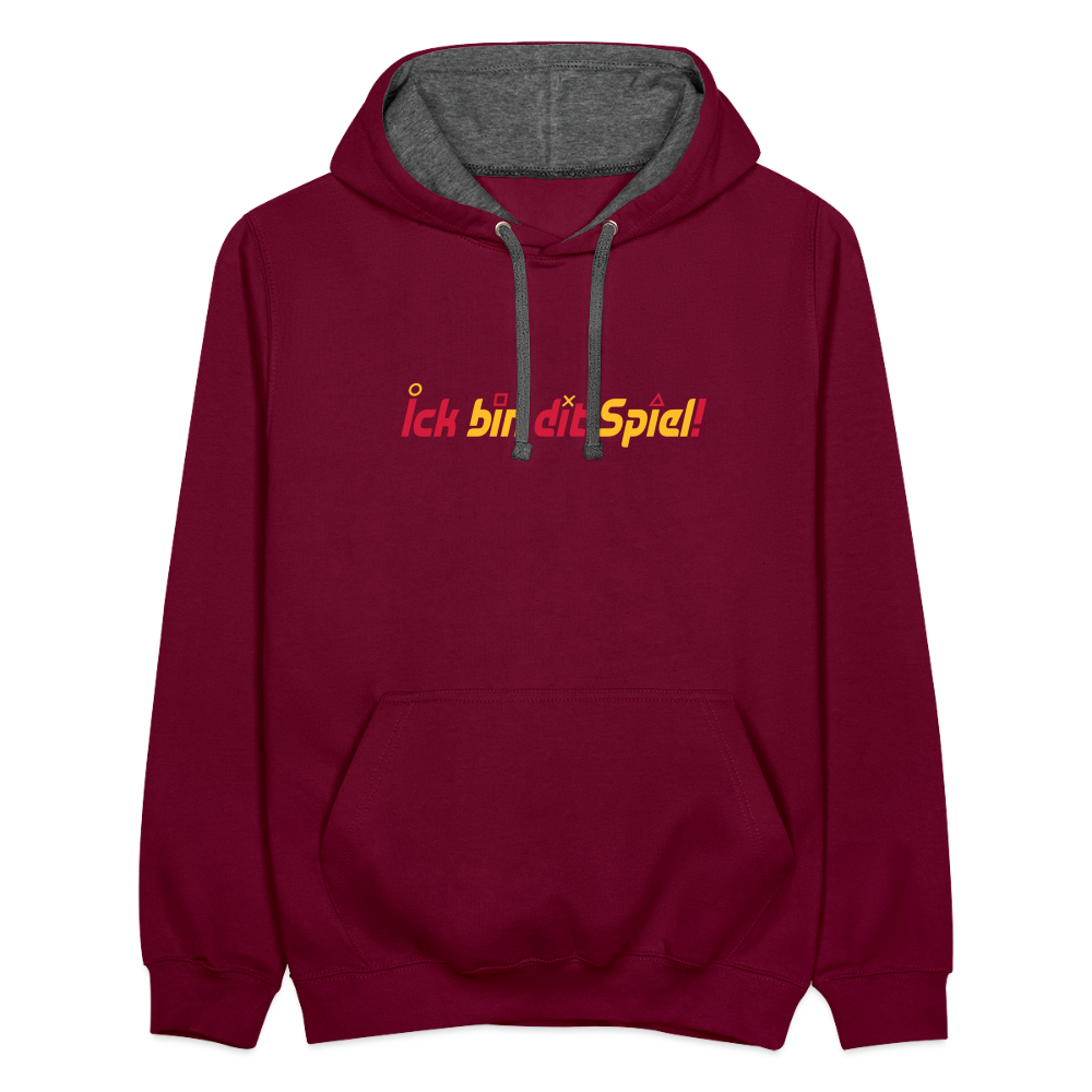 Ick bin dit Spiel! - Kontrast Hoodie - Weinrot/Anthrazit