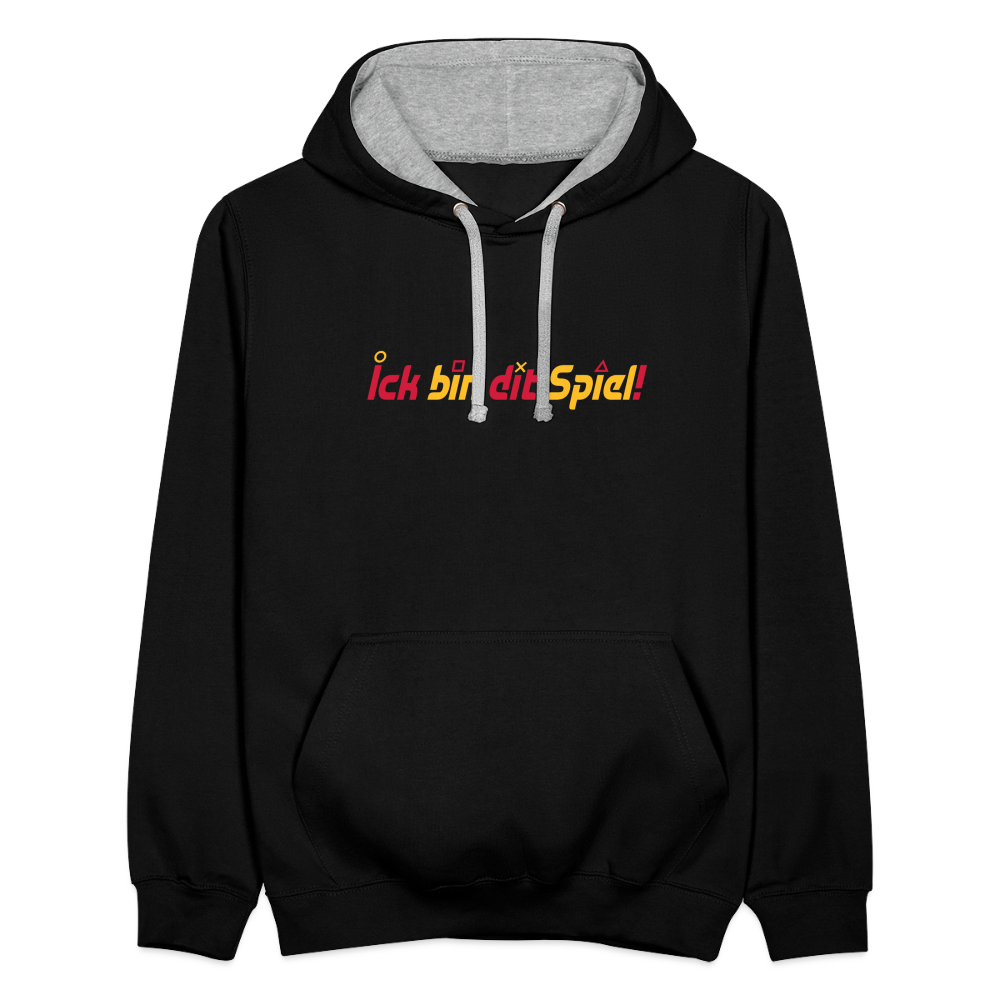 Ick bin dit Spiel! - Kontrast Hoodie - Schwarz/Grau meliert