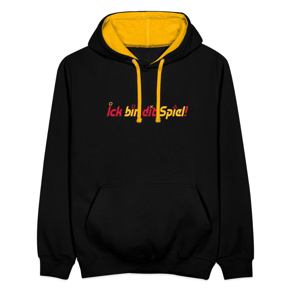 Ick bin dit Spiel! - Kontrast Hoodie - Schwarz/Gold
