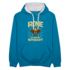 Ironie is meene Superkraft! - Kontrast Hoodie - Pfauenblau/Grau meliert