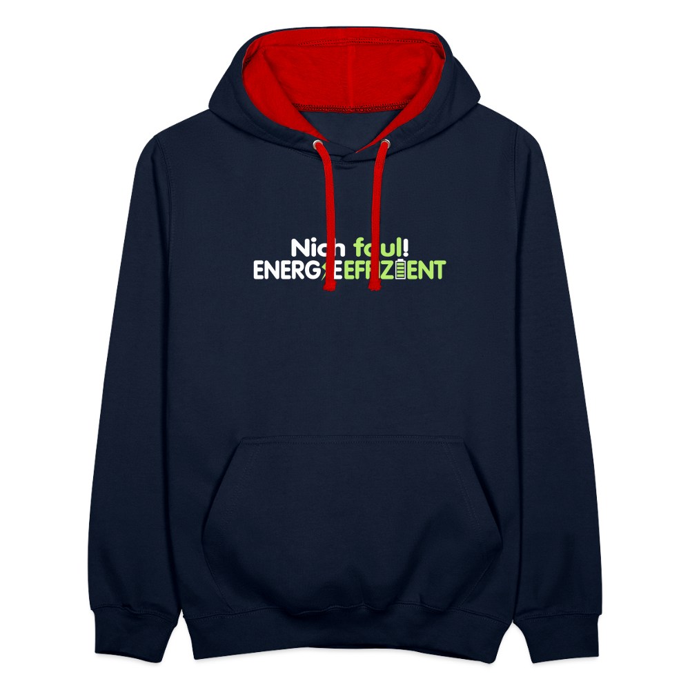 Nich faul! Energieeffizient! - Kontrast Hoodie - Navy/Rot
