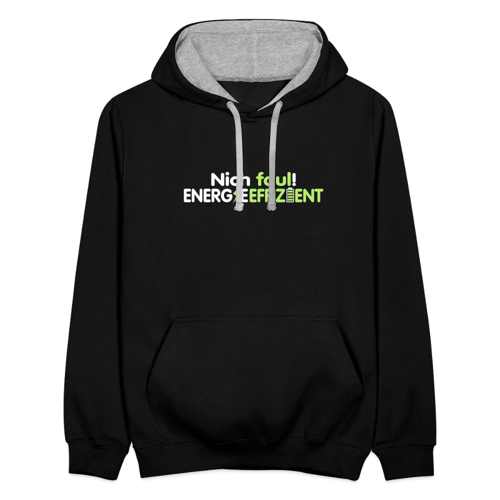 Nich faul! Energieeffizient! - Kontrast Hoodie - Schwarz/Grau meliert