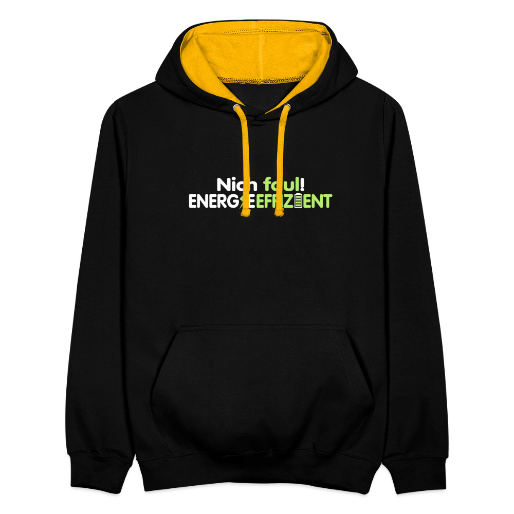 Nich faul! Energieeffizient! - Kontrast Hoodie - Schwarz/Gold