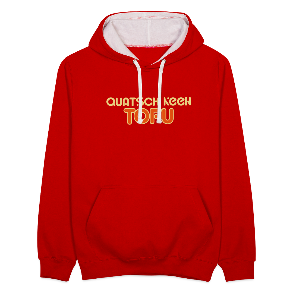 Quatsch keen Tofu! - Kontrast Hoodie - Rot/Weiß