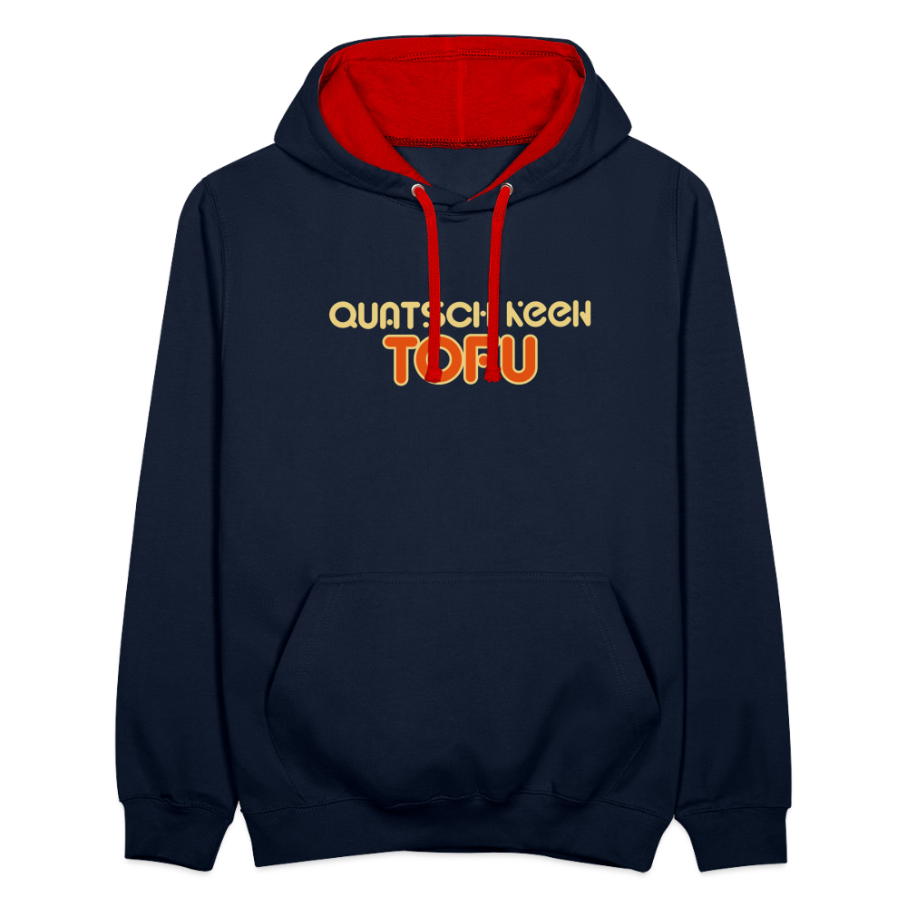 Quatsch keen Tofu! - Kontrast Hoodie - Navy/Rot