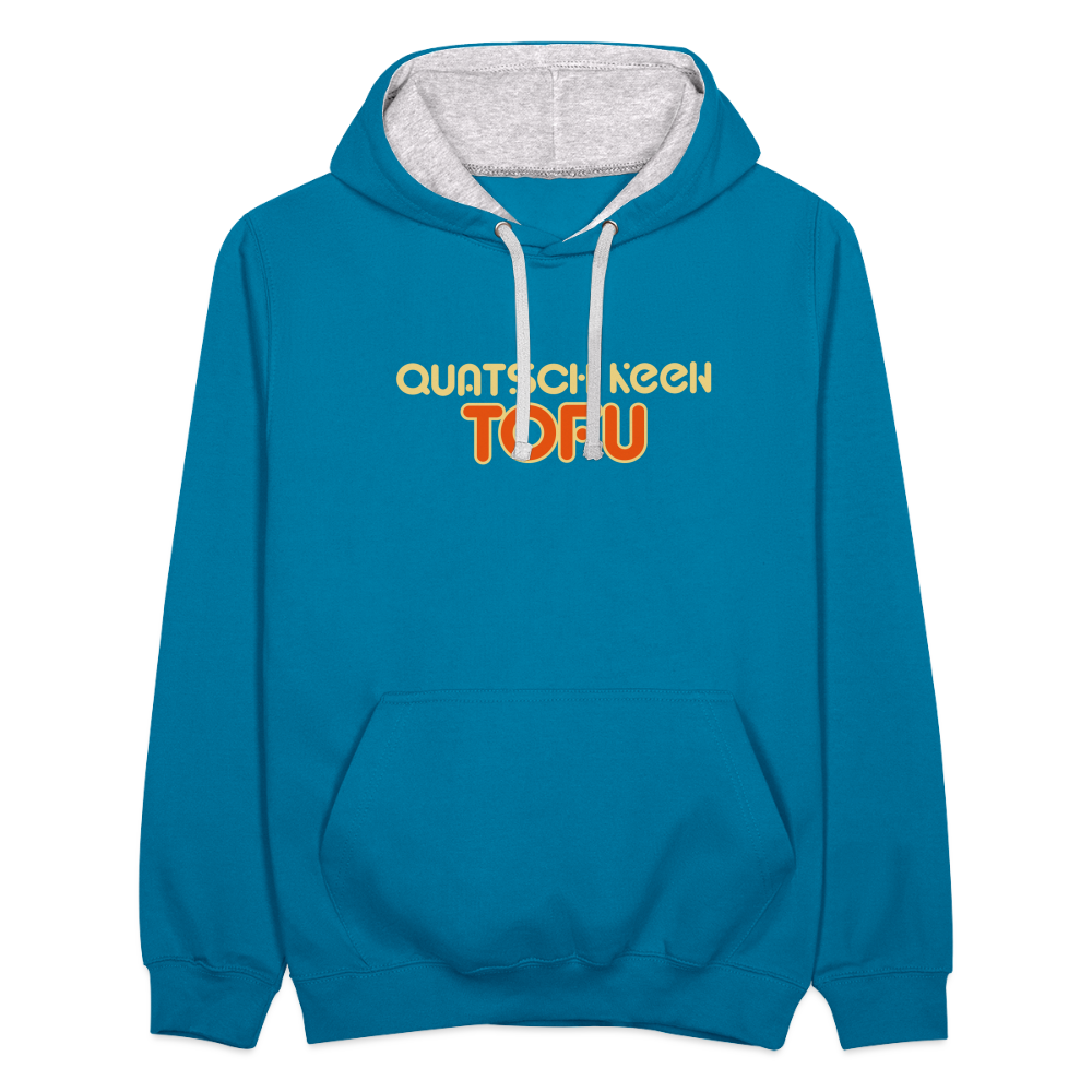 Quatsch keen Tofu! - Kontrast Hoodie - Pfauenblau/Grau meliert