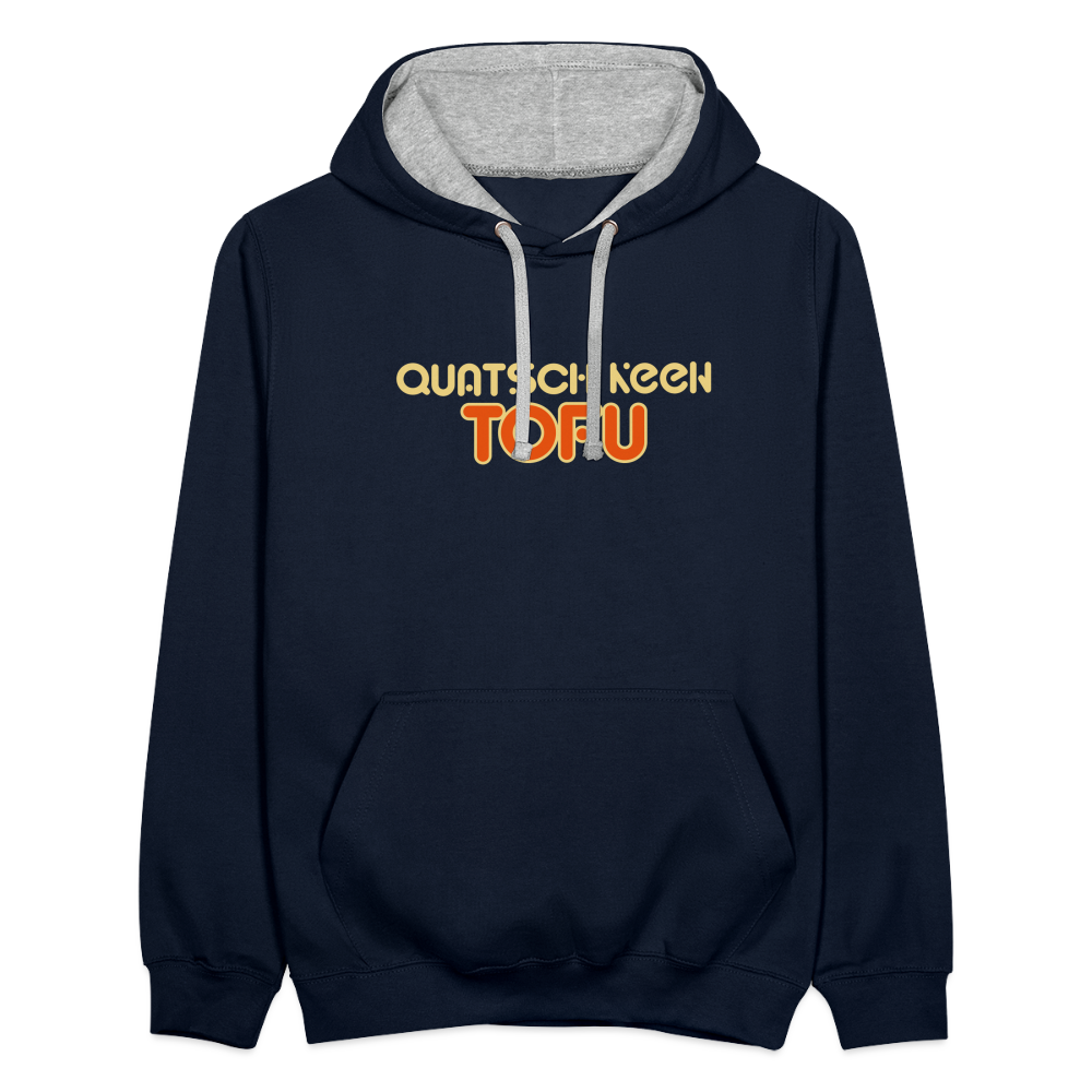 Quatsch keen Tofu! - Kontrast Hoodie - Navy/Grau meliert