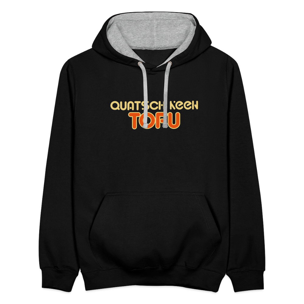 Quatsch keen Tofu! - Kontrast Hoodie - Schwarz/Grau meliert