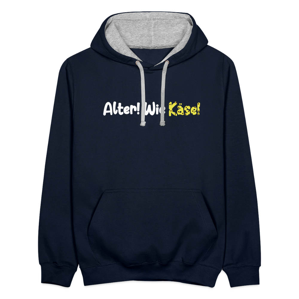Alter! Wie Käse! - Kontrast Hoodie - Navy/Grau meliert