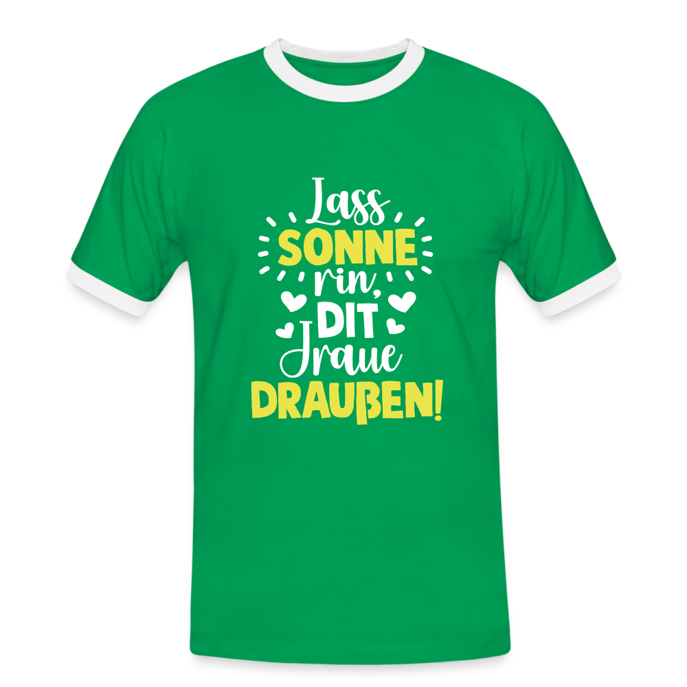 Lass Sonne rin, dit Jraue draußen! - Männer Ringer T-Shirt - Kelly Green/Weiß