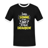 Lass Sonne rin, dit Jraue draußen! - Männer Ringer T-Shirt - Schwarz/Weiß