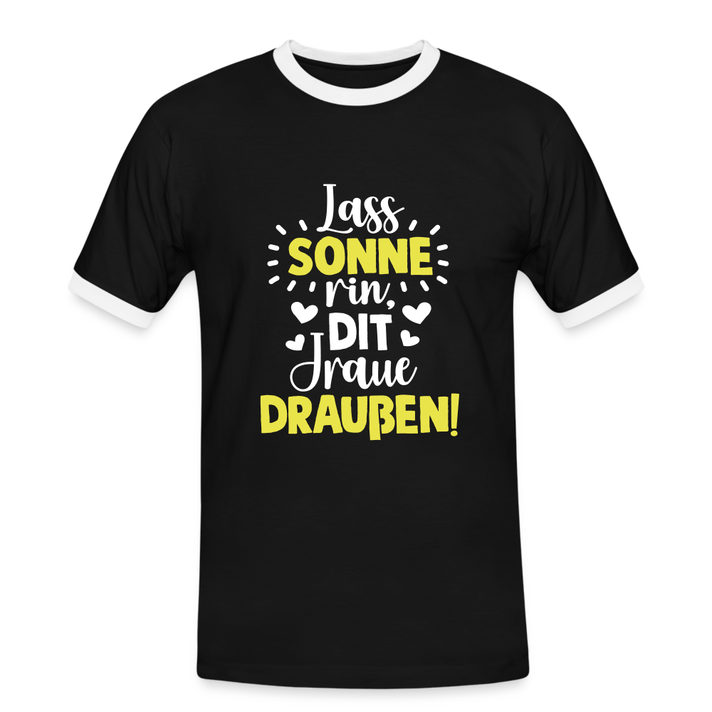 Lass Sonne rin, dit Jraue draußen! - Männer Ringer T-Shirt - Schwarz/Weiß