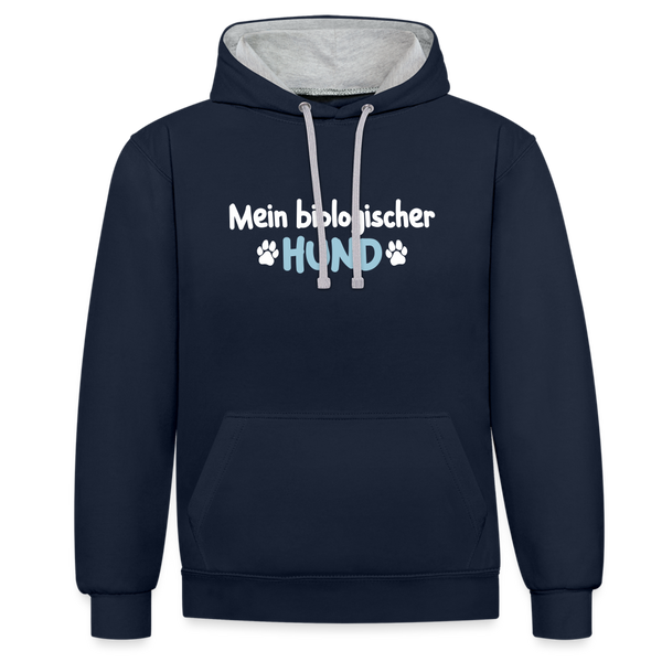 Mein biologischer Hund. - Kontrast Hoodie - Navy/Grau meliert