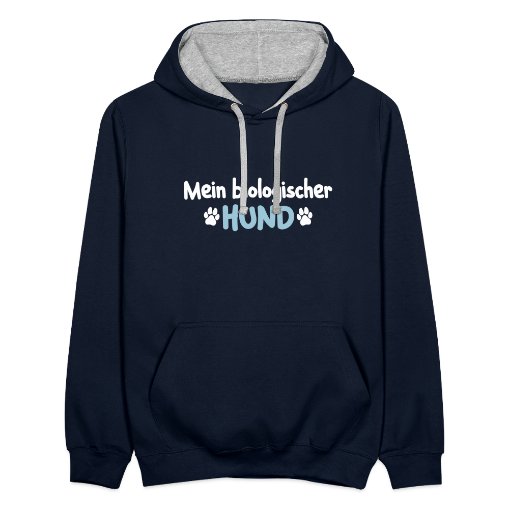 Mein biologischer Hund. - Kontrast Hoodie - Navy/Grau meliert