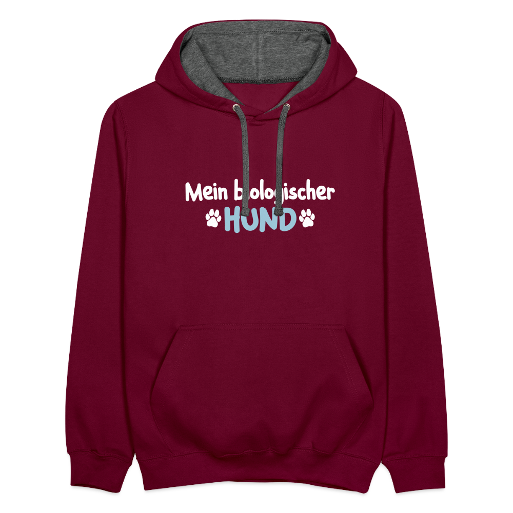 Mein biologischer Hund. - Kontrast Hoodie - Weinrot/Anthrazit