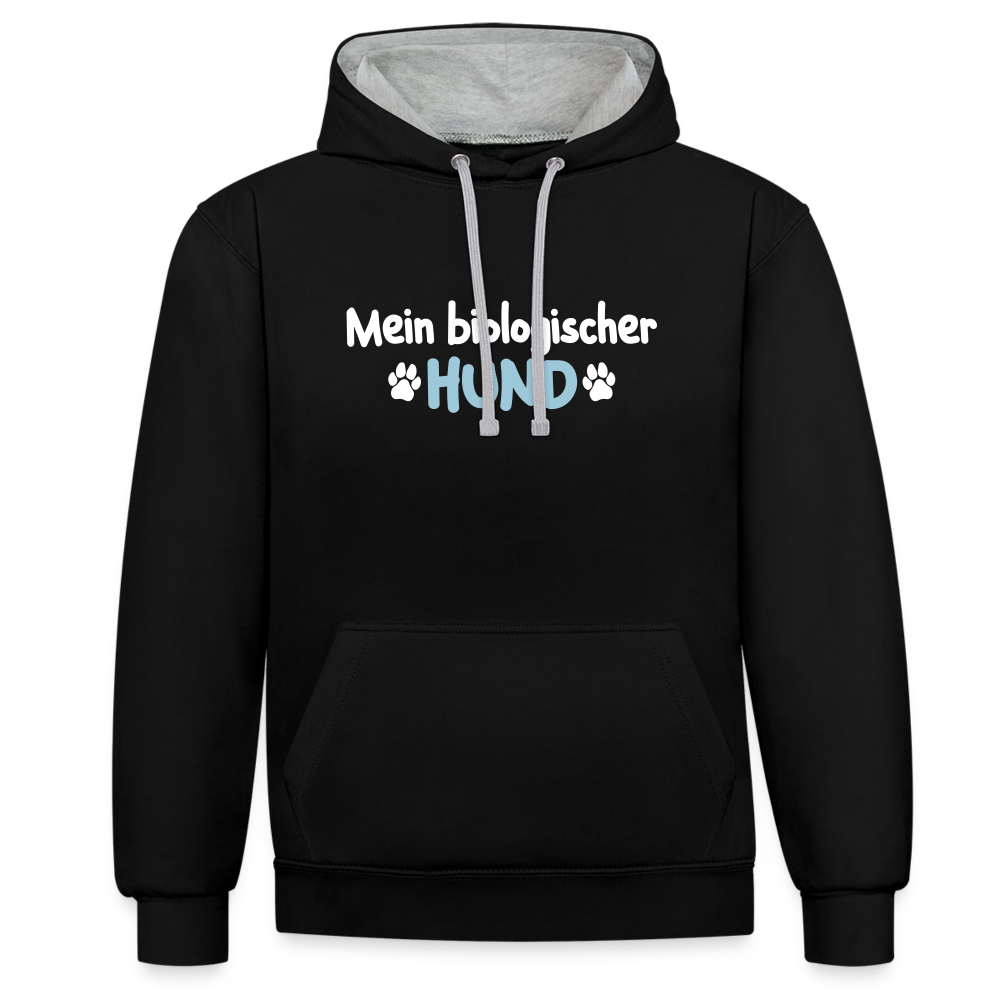 Mein biologischer Hund. - Kontrast Hoodie - Schwarz/Grau meliert