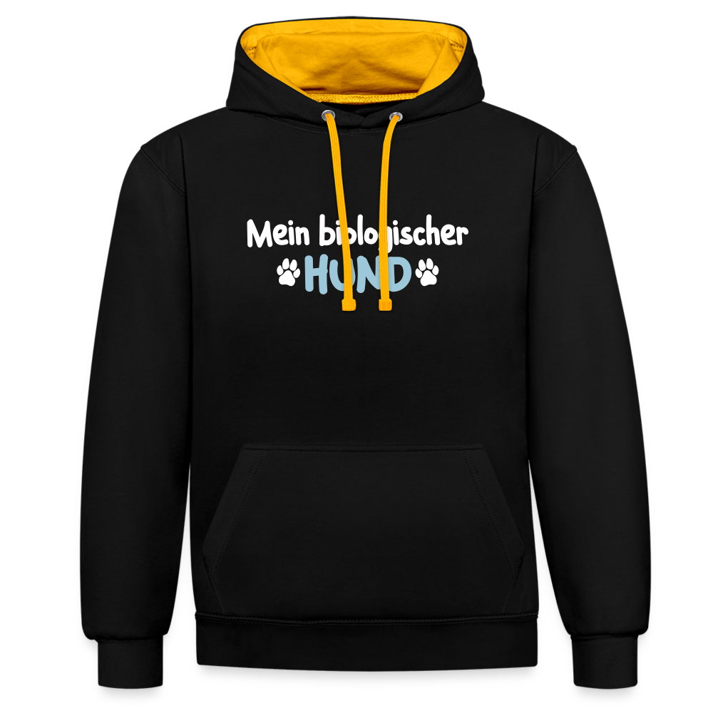 Mein biologischer Hund. - Kontrast Hoodie - Schwarz/Gold