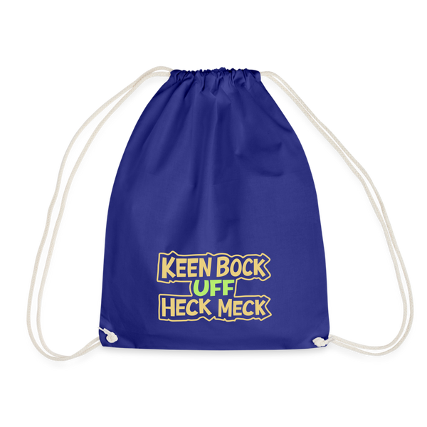 Ein Turnbeutel mit dem Motiv Keen Bock uff Heck Meck.