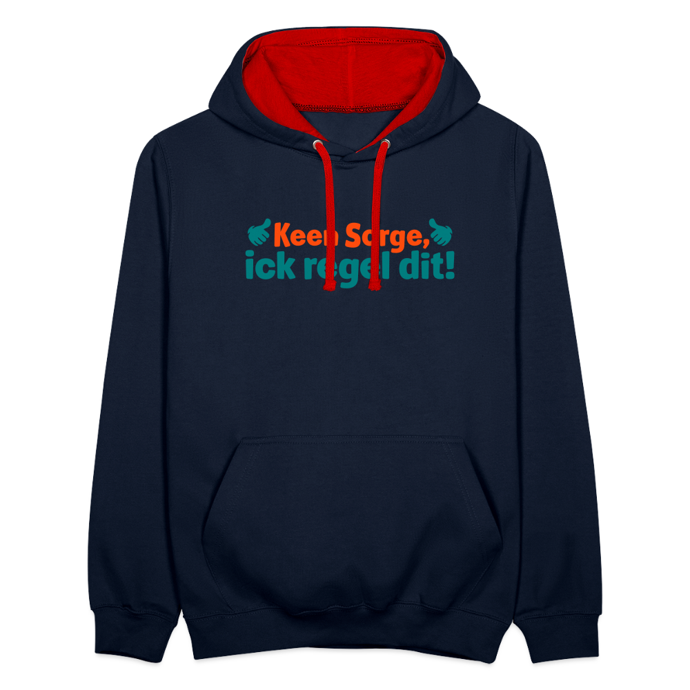 Keene Sorge, ick regel dit! - Kontrast Hoodie - Navy/Rot