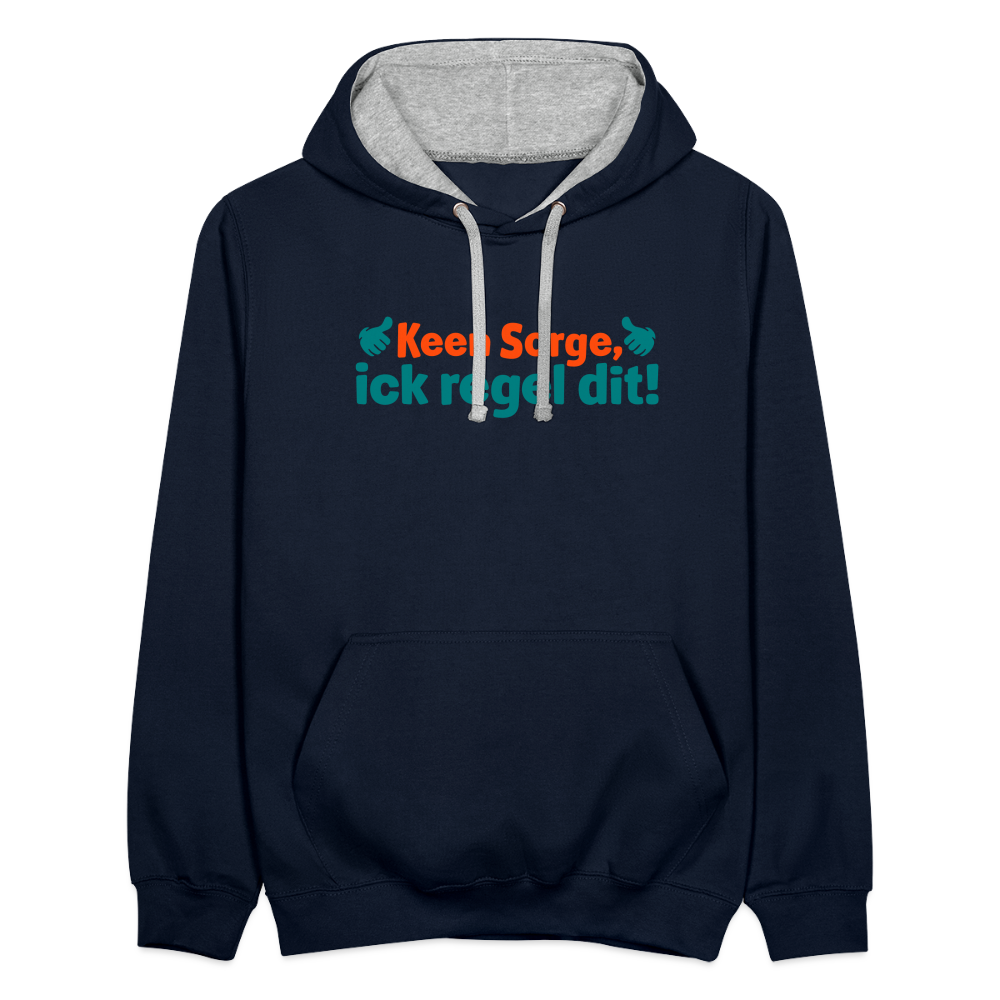 Keene Sorge, ick regel dit! - Kontrast Hoodie - Navy/Grau meliert