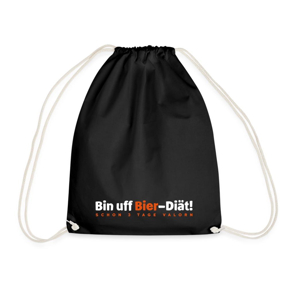 Bin uff Bier-Diät! (schon 3 Tage valorn) - Turnbeutel - Schwarz