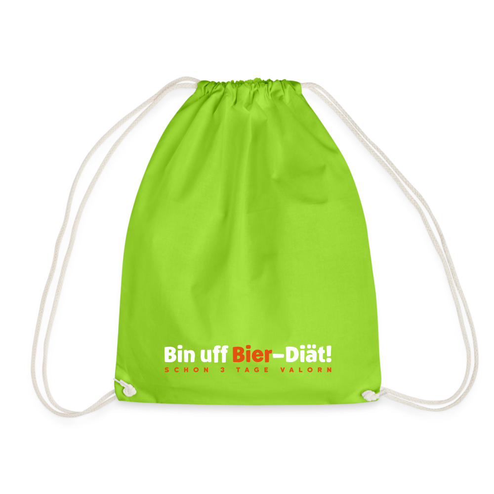 Bin uff Bier-Diät! (schon 3 Tage valorn) - Turnbeutel - Neongrün