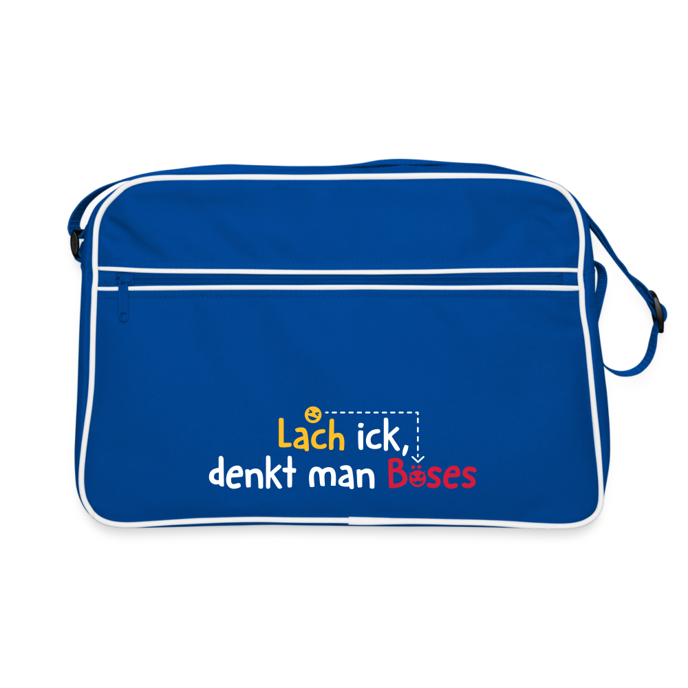 Lach ick, denkt man Böses - Retro Tasche - Blau/Weiß