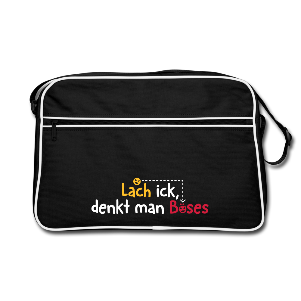 Lach ick, denkt man Böses - Retro Tasche - Schwarz/Weiß