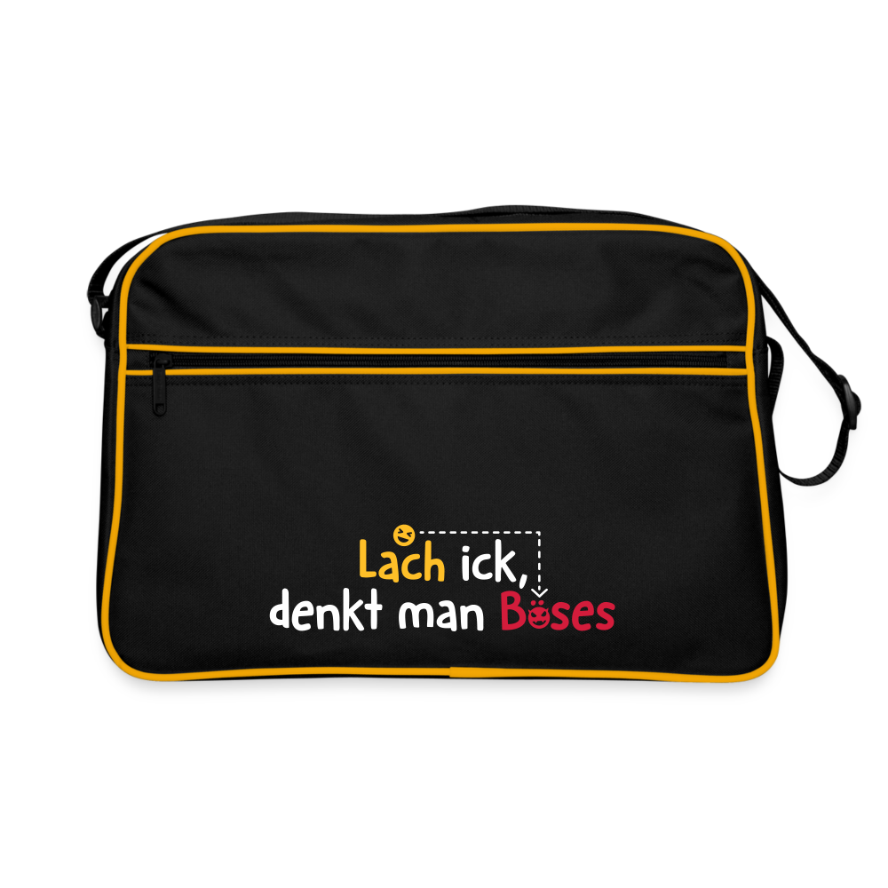 Lach ick, denkt man Böses - Retro Tasche - Schwarz/Gold