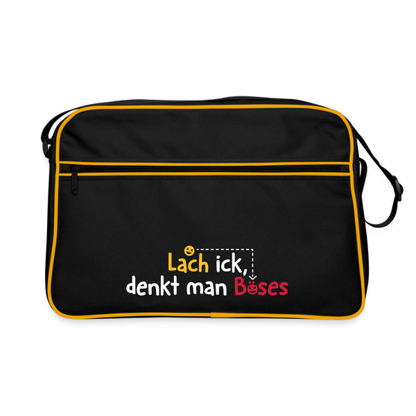 Lach ick, denkt man Böses - Retro Tasche - Schwarz/Gold