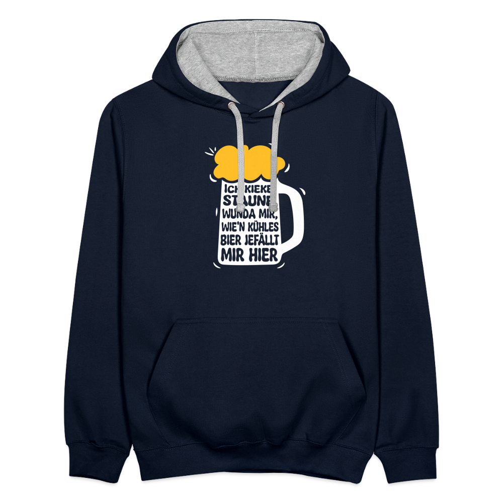 Ick kieke, staune, wunda mir, wie'n kühles Bier jefällt mir hier - Kontrast Hoodie - Navy/Grau meliert