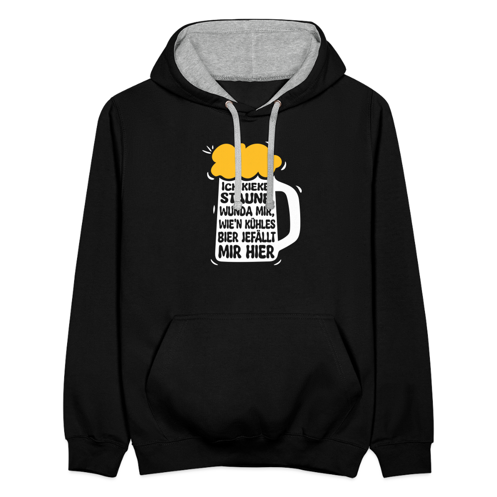Ick kieke, staune, wunda mir, wie'n kühles Bier jefällt mir hier - Kontrast Hoodie - Schwarz/Grau meliert