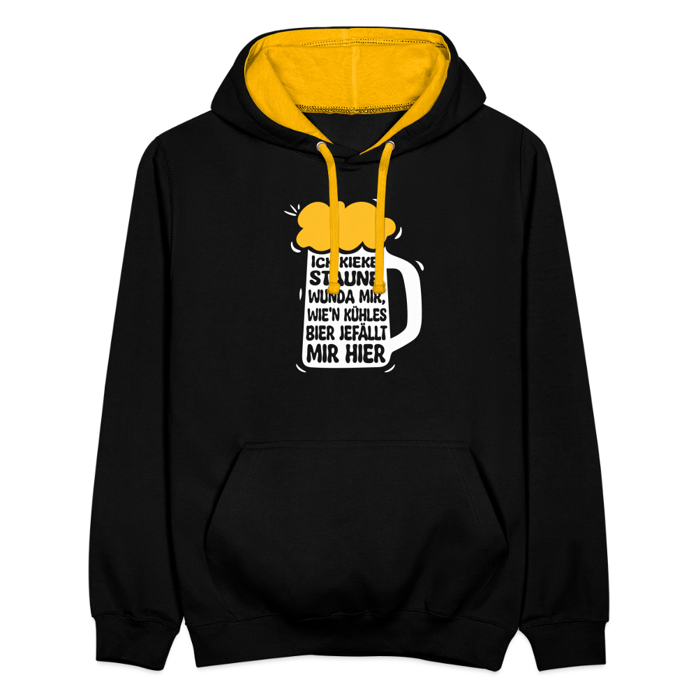 Ick kieke, staune, wunda mir, wie'n kühles Bier jefällt mir hier - Kontrast Hoodie - Schwarz/Gold