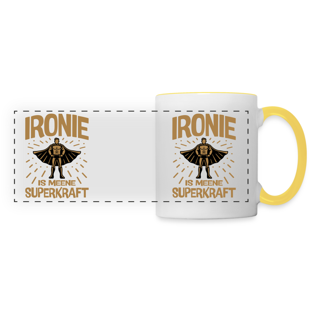 Ironie is meene Superkraft! - Tasse zweifarbig - Weiß/Gelb