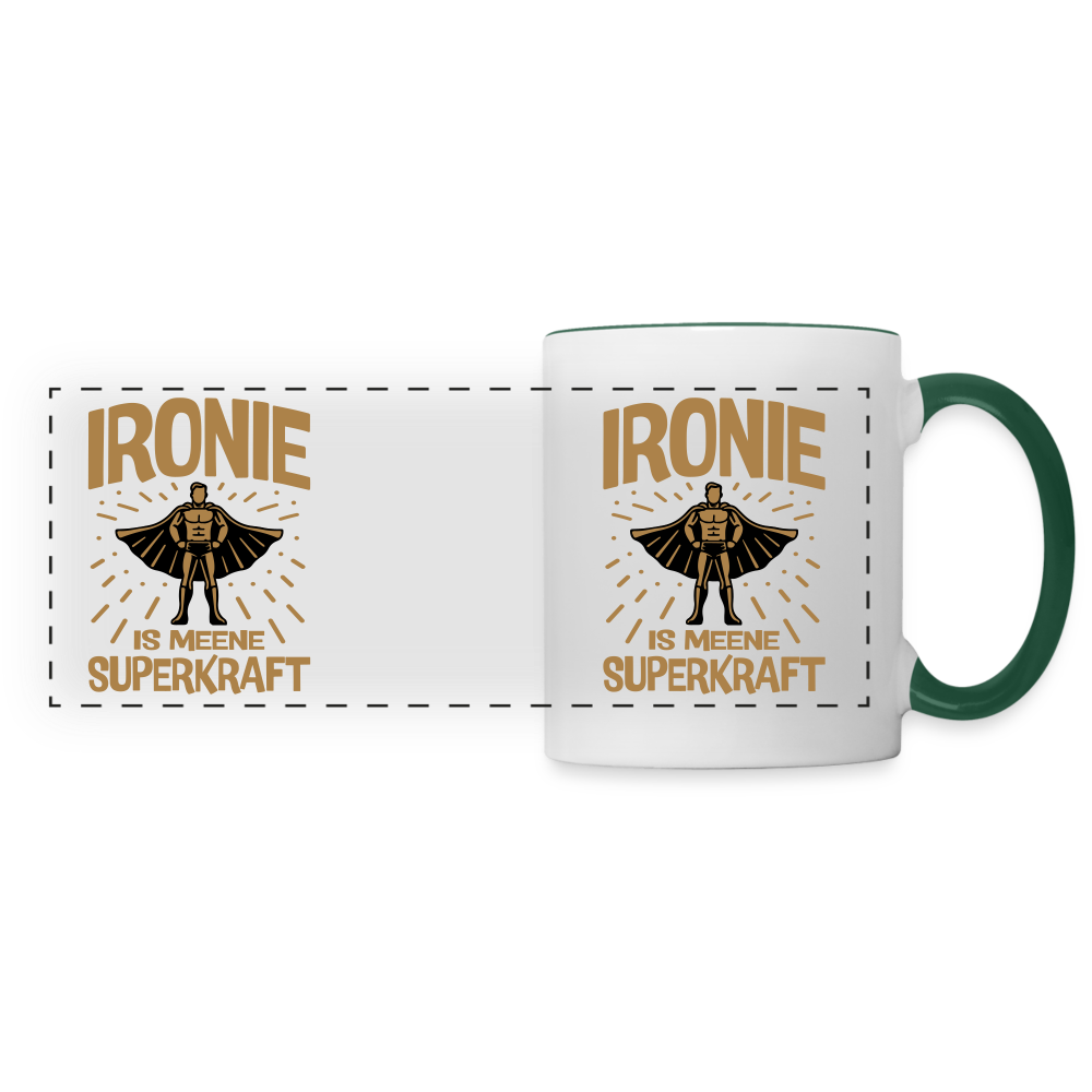 Ironie is meene Superkraft! - Tasse zweifarbig - Weiß/Dunkelgrün