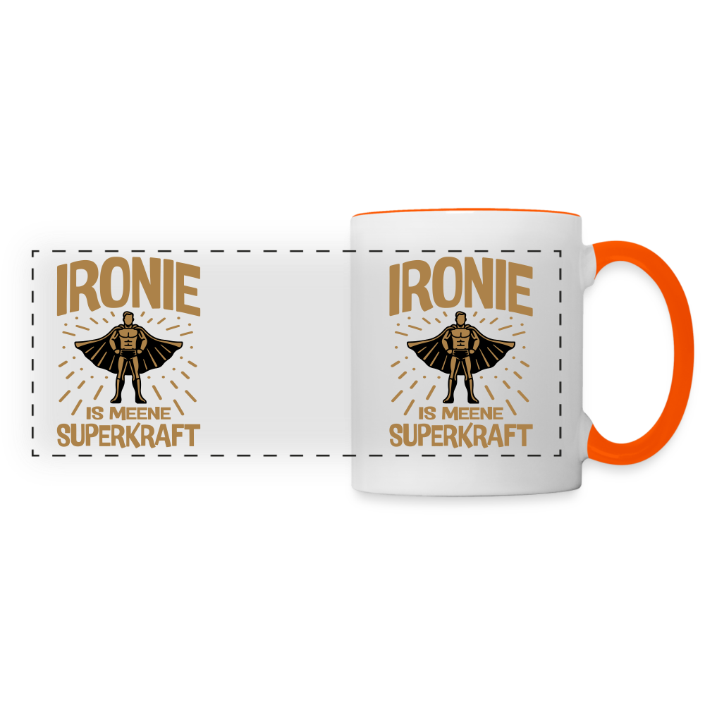 Ironie is meene Superkraft! - Tasse zweifarbig - Weiß/Orange